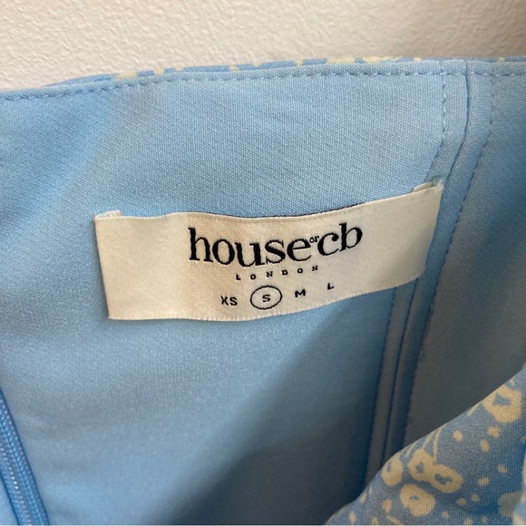 House of CB Tallulah puff sleeve midi dress milkmaid dress size small light blue - Picture 4 of 9